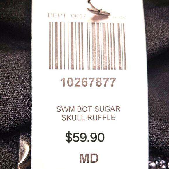 RETRO CHIC HOTTOPIC Poka-Dot Sugar Skull Rose Print 2 Piece Bikini With Ruffles - Picture 10 of 14